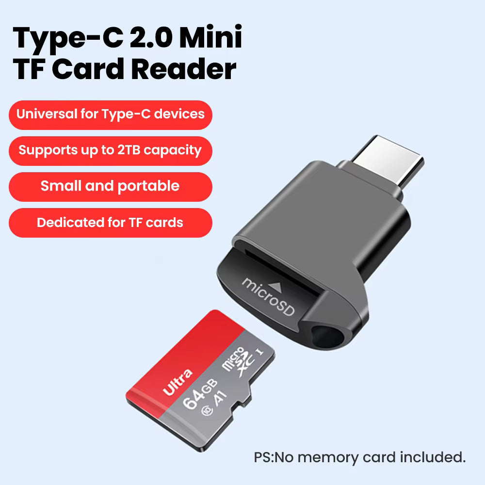 Ultra-Mini Type-C TF Card Reader – OTG High-Speed Data Transfer for Android & Laptop