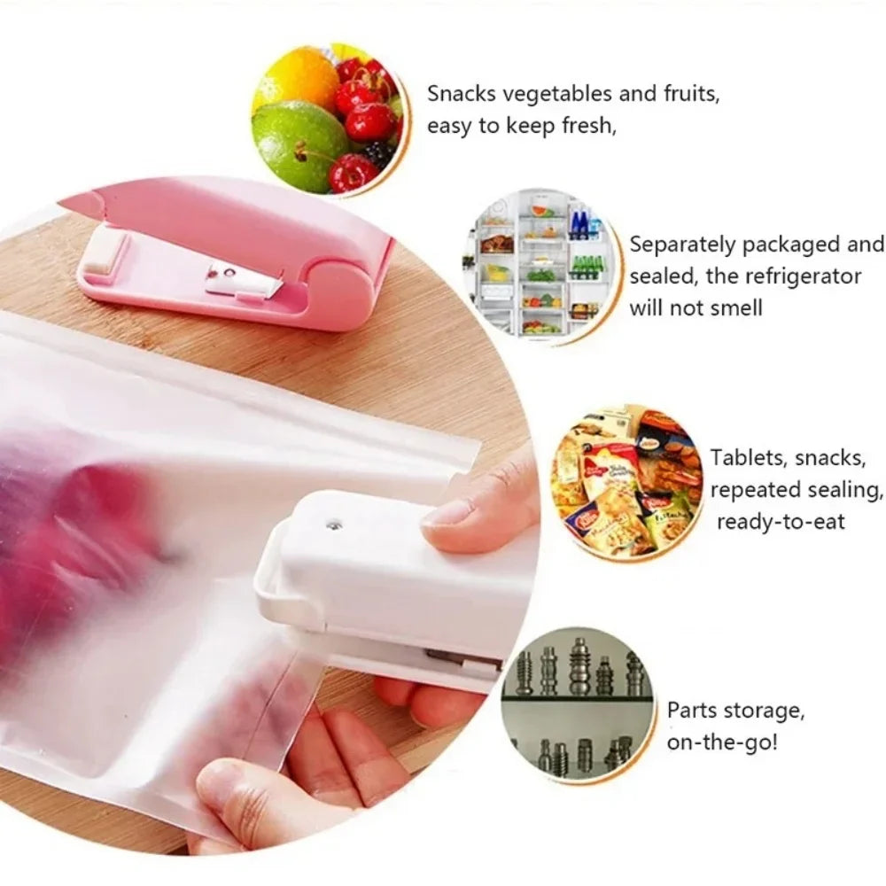 Mini Bag Seal Machine Snack Bag Clip Kitchen Handheld Food Sealer Easy-To-Use Portable Sealer Packaging Plastic Food Bag Closure