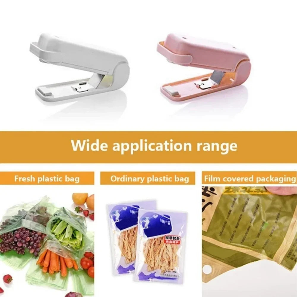 Mini Bag Seal Machine Snack Bag Clip Kitchen Handheld Food Sealer Easy-To-Use Portable Sealer Packaging Plastic Food Bag Closure
